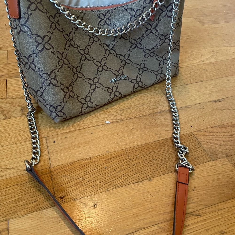 Nine West Patterned Gray and Tan Shoulder Bag